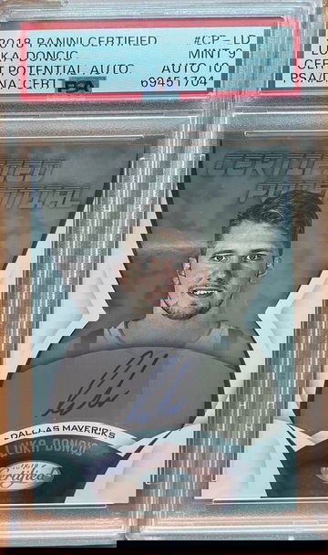 2018 PANINI CERTIFIED LUKA DONCIC Autograph #CP-LD PSA AUTO 10 Card 9 MT DALLAS Population 6