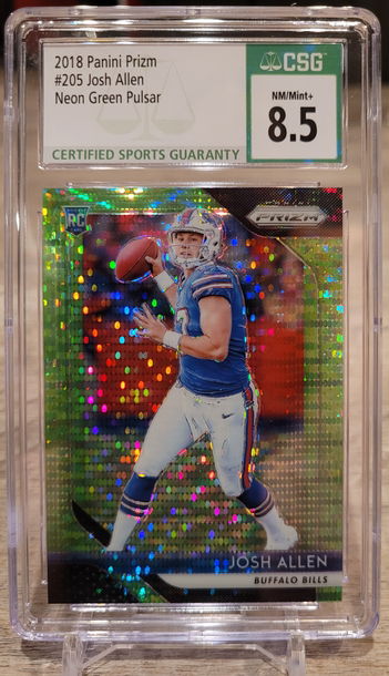 2018 Panini Prizm Josh Allen Neon Green Pulsar CSG 8.5