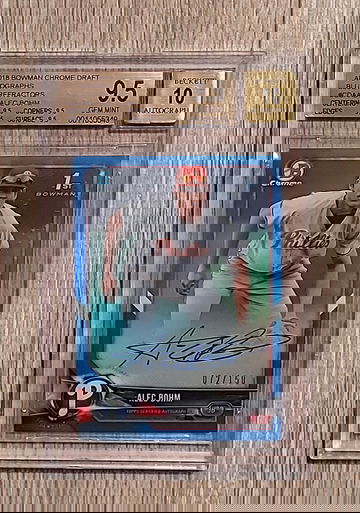 2018 Bowman Alec Bohm Blue Refractor Auto BGS 9.5