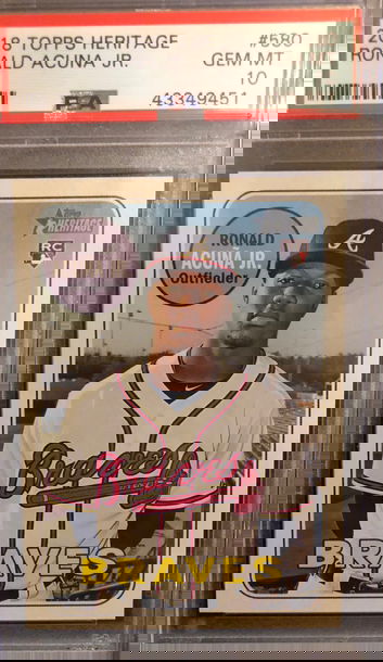 2018 topps heritage Ronald acuna jr rookie #580 PSA 10