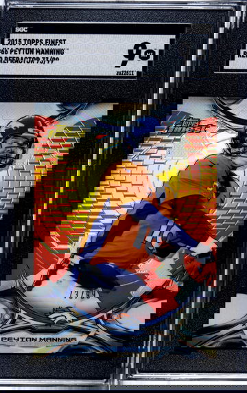 2015 Topps Finest Red Refractor Peyton Manning SGC 9