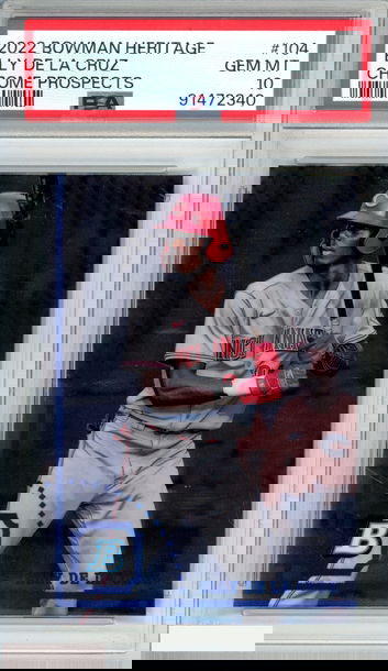 2022 BOWMAN HERITAGE CHROME PROSPECTS ELLY DE LA CRUZ #104 RC PSA 10 GEM MT