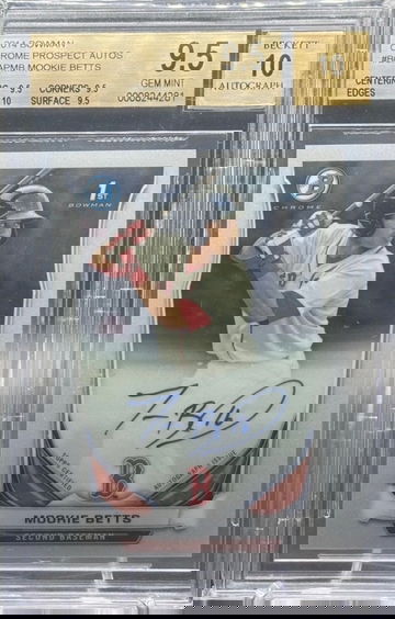 2014 MOOKIE BETTS BOWMAN CHROME PROSPECT  1st AUTO Dodgers BGS 9.5 / 10 AUTO