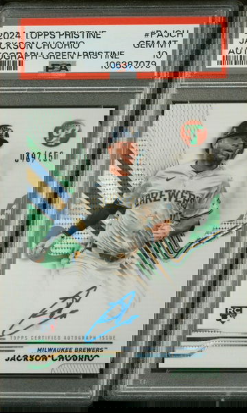 2024 Topps Pristine Green Jackson Chourio #PAJCH RC Auto /150 PSA 10