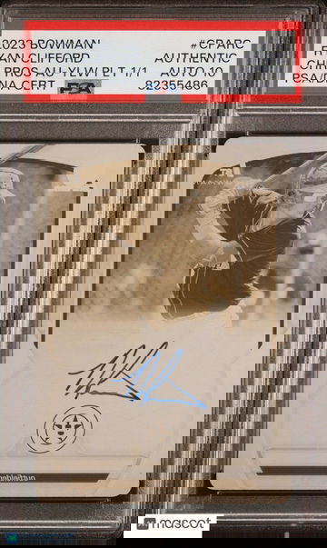 2023 Bowman Chrome Ryan Clifford 1/1 Auto Printing Plate 1st #CPARC PSA AUTH 10