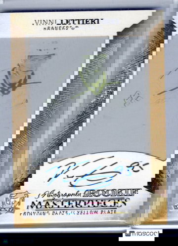 2017-18 The Cup Vinni Lettieri RC Rookie  Printing Plate Auto Rangers1 of 1