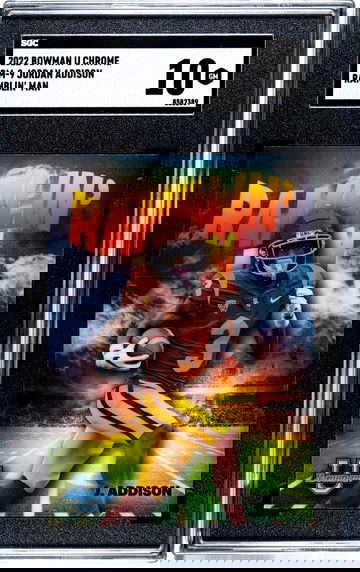 2022 Bowman Chrome University #RM9 JORDAN ADDISON VIKINGS USC ROOKIE RC GEM MINT