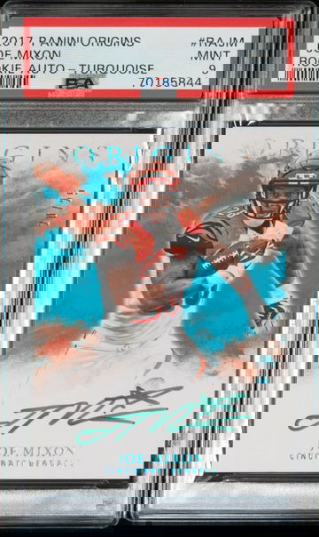 2017 Origins Rookie Autographs Joe Mixon Turquoise #20/25 - PSA 9