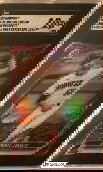 JORDAN LAWLAR 2023 Bowman Chrome FUCHSIA LUNAR CRATER REFRACTOR /199 SGC 10 POP2