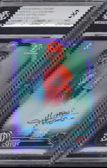 2016 BOWMAN CHROME JUAN SOTO PURPLE REFRACTOR AUTO /250 BGS 9 10 AUTO