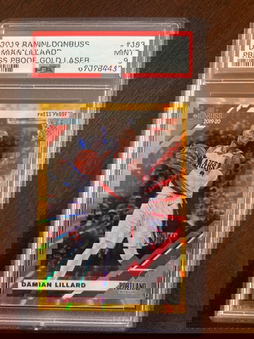 2019 Panini Donruss Press Proof Gold Laser #163 Damian Lillard PSA 9 