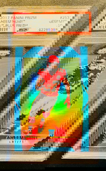 2017 Prizm Football KAREEM HUNT Light Blue RC #d /199 PSA 10 Chiefs Browns