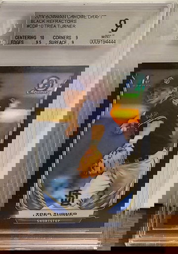 2014 Trea Turner 1st Bowman Chrome Black Refractor /75 BGS 9 Rookie RC RARE!