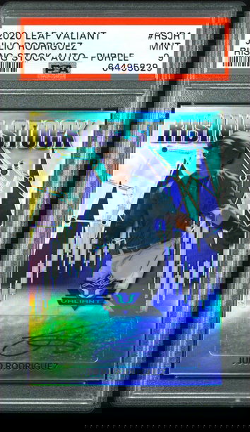 💎🧨2020 LEAF VALIANT JULIO RODRIGUEZ PSA 9 PURPLE RISING STOCK AUTOGRAPH /25 ⚾️