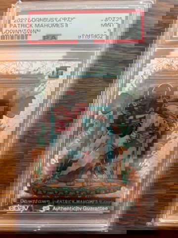 Patrick Mahomes 2021 donruss optic downtown psa 9