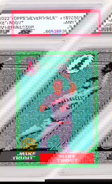 2022 Topps Silver Pack #T87C50 Mike Trout Green Refractor PSA 9 MINT!