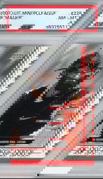 2002 UPPER DECK MINOR LEAGUE JOE MAUER #228 ROOKIE RC TWINS PSA 8 NM-MT