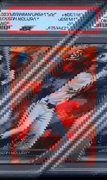 JACKSON HOLLIDAY 2023 BOWMAN DRAFT SAPPHIRE ORANGE /25 PSA 10