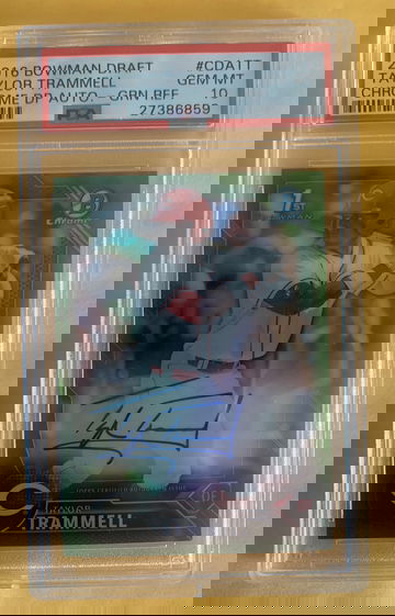 2016 bowman draft Taylor Trammell green auto /99 psa 10