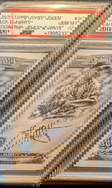 2020 Topps Gypsy Queen Jack Flaherty B&W Autograph /50 PSA 10