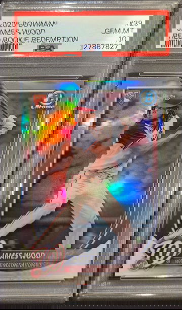 2025 Bowman James Wood Red Rookie Redemption PSA 10