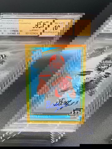 2018 Baker Mayfield Panini Donruss Optic Rated Rookies Auto Gold #7/10 BGS 9.5