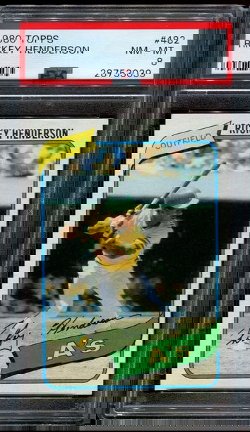 1980 Topps #482 Rickey Henderson PSA 8 ROOKIE