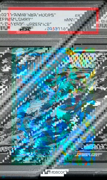 Stephen Curry 2021-22 Hoops Pure Players Green Cracked Ice #8 Warriors SP PSA 9