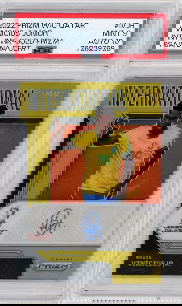 PSA 9 Panini Prizm World Cup Vinicius Jr. International Ink Gold #/10