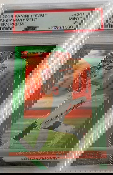 2018 Prizm Baker Mayfield Green #201 PSA 9