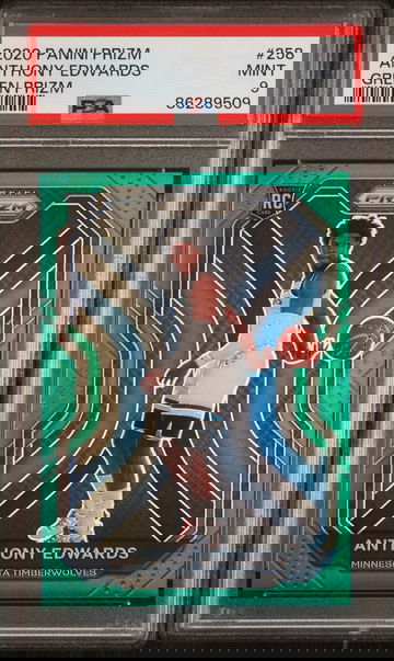 2020 PANINI PRIZM ANTHONY EDWARDS GREEN PRIZM #258 RC ROOKIE PSA 9