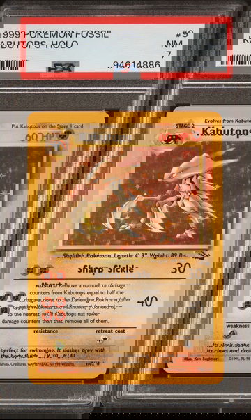 1999 Pokémon Fossil Kabutops #9/62 Holo PSA 7