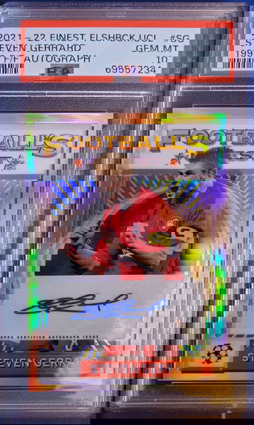 2022 Topps Finest Flashbacks UCL #SG Steven Gerrard 1993 F/F Autograph #35/75 PSA 10