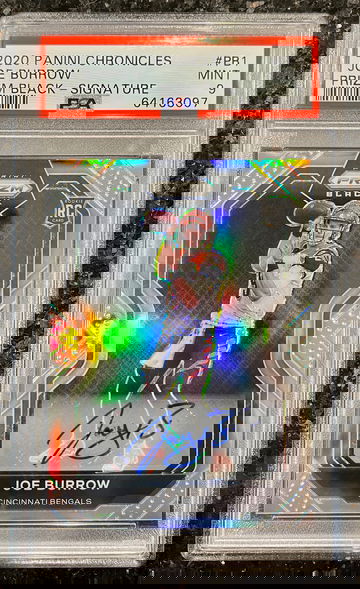 2020 Panini Chronicles Prizm Black Signature Joe Burrow Rookie Auto RC PSA 9 🔥