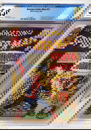 Amazing Spider-Man #15 (1964) CGC 3.0 - 1st Appearance of Kraven Marvel Comics Key