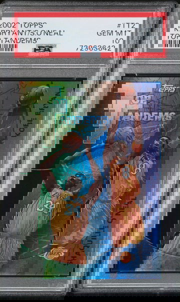 2002 TOPPS KOBE BRYANT SHAQUILLE O'NEAL #TT2 TOP TANDEMS LA LAKERS PSA 10 GEM MT