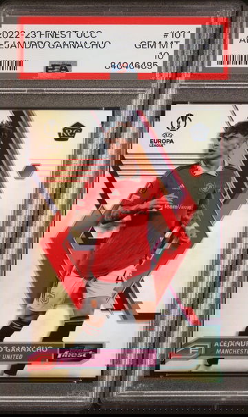 2022-23 TOPPS FINEST UEFA CLUB UCL ALEJANDRO GARNACHO SP #101 RC ROOKIE PSA 10