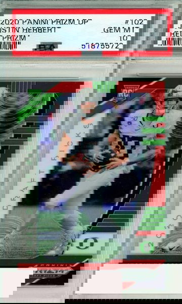 2020 PANINI PRIZM DRAFT PICKS JUSTIN HERBERT #102 RED PRIZM ROOKIE PSA 10 GEM MT