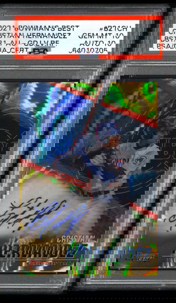 2021 Cristian Hernandez Bowman’s Best Gold Lava Autograph /75 PSA 10