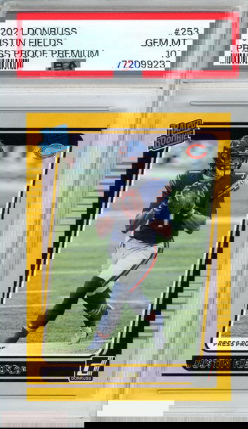 2021 PANINI DONRUSS JUSTIN FIELDS #253 PRESS PROOF PREMIUM ROOKIE RC PSA 10