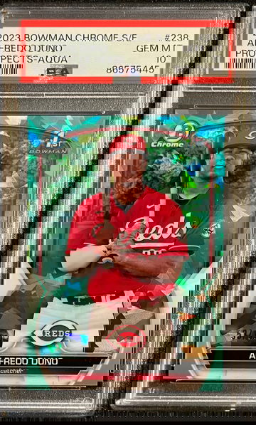 2023 bowman chrome sapphire 1st Alfredo Duno #BCP238 aqua sapphire #53/99 PSA 10