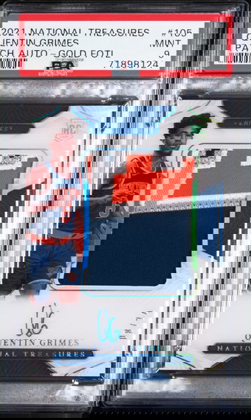 2021 Panini National Treasures Gold FOTL Quentin Grimes #105 RC Patch Auto /24 PSA 9