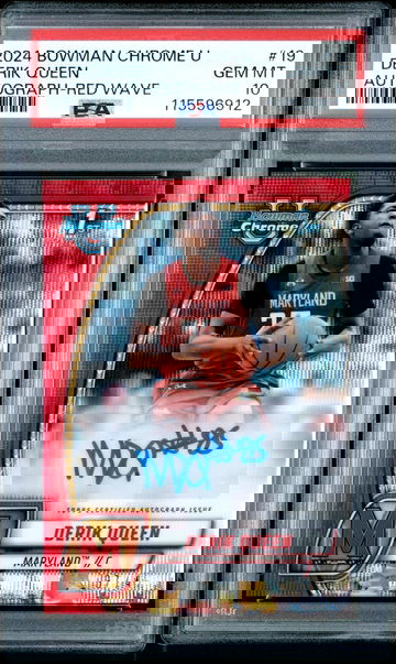 2024 Bowman Chrome U Red Wave Derik Queen #19 Auto PSA 10