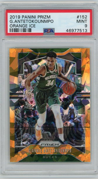 2019 Panini Prizm Oragne Ic Giannis Antetokounmpo #152 PSA 9