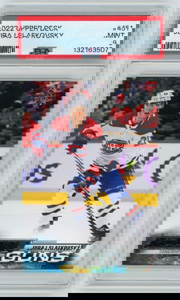 JURAJ SLAFKOVSKY 2022-23 Upper Deck Young Guns Rc #451 PSA 9