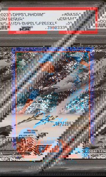 2023 Topps Chrome Rookie Autographs Kodai Senga Purple Speckle Refractor #/299 PSA 10