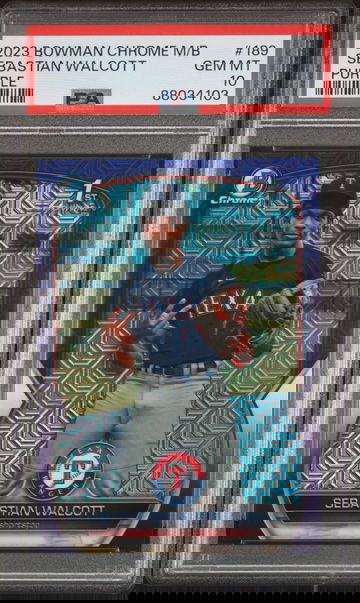 Sebastian Walcott 2023 Bowman Chrome 1st Mega Purple Refractor /299 PSA 10 Texas