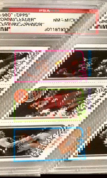 Larry Bird, Julius Erving, Magic Johnson 1980 Topps Rookie PSA 8! (CENTERED!!)