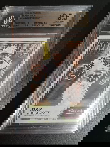 2016 classics blank back Dak Prescott RC BGS 9.5