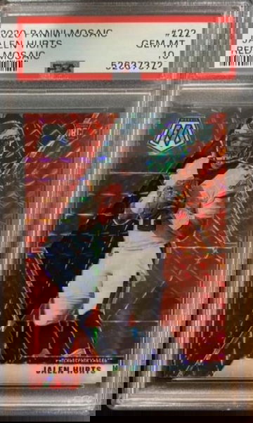 2020 Panini Mosaic Jalen Hurts Rookie Card #222 Red Mosaic PSA 10 Gem Mint POP 70